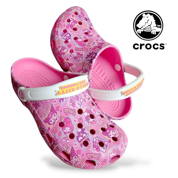 CROCS Shoes - CROCS Women's Classic Limited Edition Hello Kitty And Friend Pink Clog Size 7